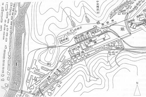 明治38年 鉱山事務所竣工後の地図