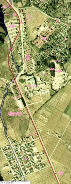 花岡線 松峰~堤沢間 航空写真(1975年)