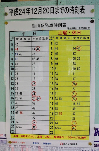 舌山駅 富山地方鉄道(富山地鉄) 本線 木造駅舎 駅スタンプ押印 無人駅