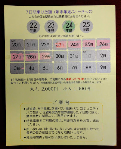 富山地方鉄道 年末年始ふりーきっぷ