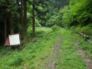 舗装路終点部。ここでもと来た道を引き返す。