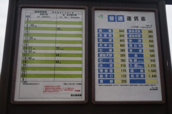 流山温泉駅　函館本線（砂原支線）（無人駅）　※2022年3月12日廃止予定