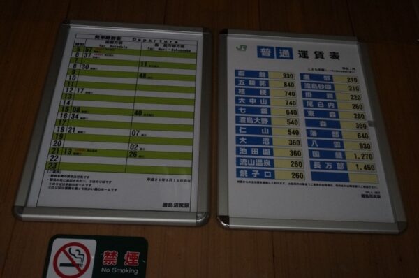 渡島沼尻駅 時刻表 運賃表