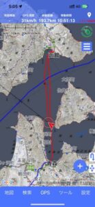 津軽海峡 津軽半島の夕陽 あさかぜ5号